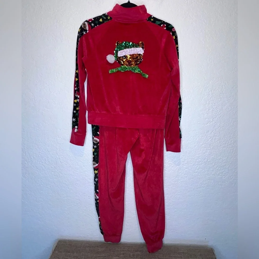 Holiday Red Velour Tracksuit - Picture 4 of 8